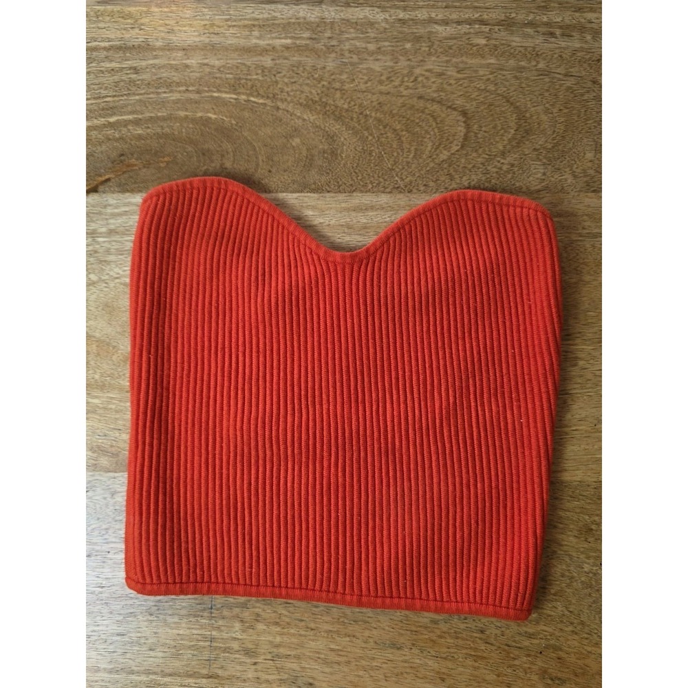 HM Tube Top Small Red Crop Top Bralette Ribbed Heart Neckline
